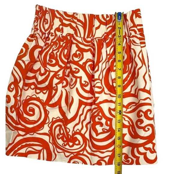 Merona Box Pleat Pencil Skirt Orange Abstract Pockets Straight Cotton Stretch XS - Picture 9 of 10